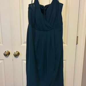 City Chic Strapless Teal Dress